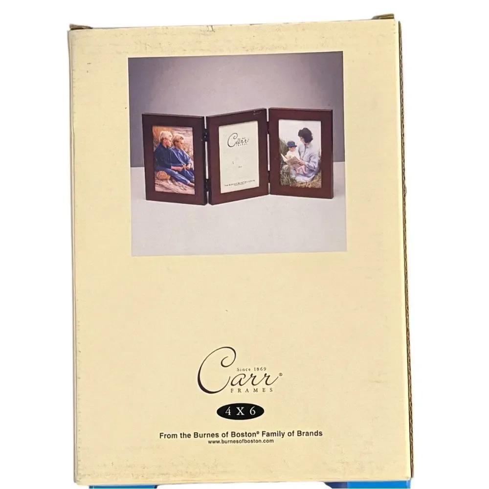 Carr Tri-Fold Tabletop 4x6 Walnut Photo Frame Decorative Home Accent. - Picture 3 of 5
